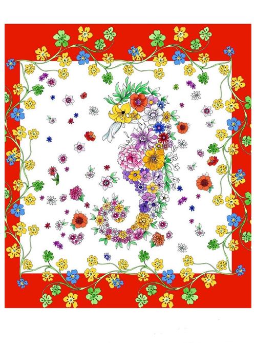 foulard in twill di seta con stampa ippocampo Laboratorio Capri | FOULARDIPPOCAMPOIPPORED